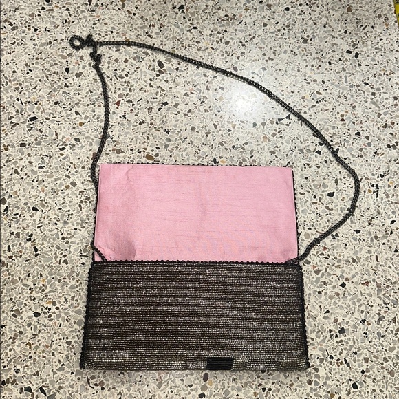 Mary Frances beaded bead embellished purse clutch black silver link champagne - Picture 3 of 9